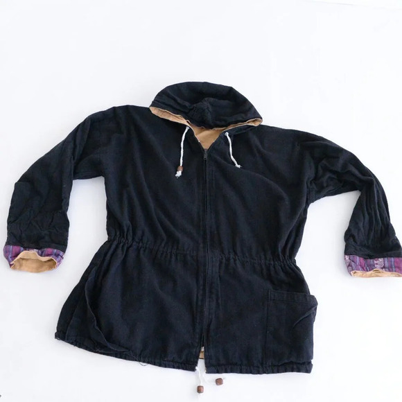 Vintage 90's Handmade Tan & Purple Aztec & Elephant Reversible  Zip Up Jacket M - Picture 14 of 15